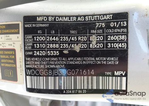 2013 Mercedes-Benz Glk 350 4Matic from USA, damaged, VIN WDCGG8JB3DG071614